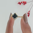 Green Princess Cut Solitaire Lab Diamond Engagement Ring with Milgrain Bezel Setting