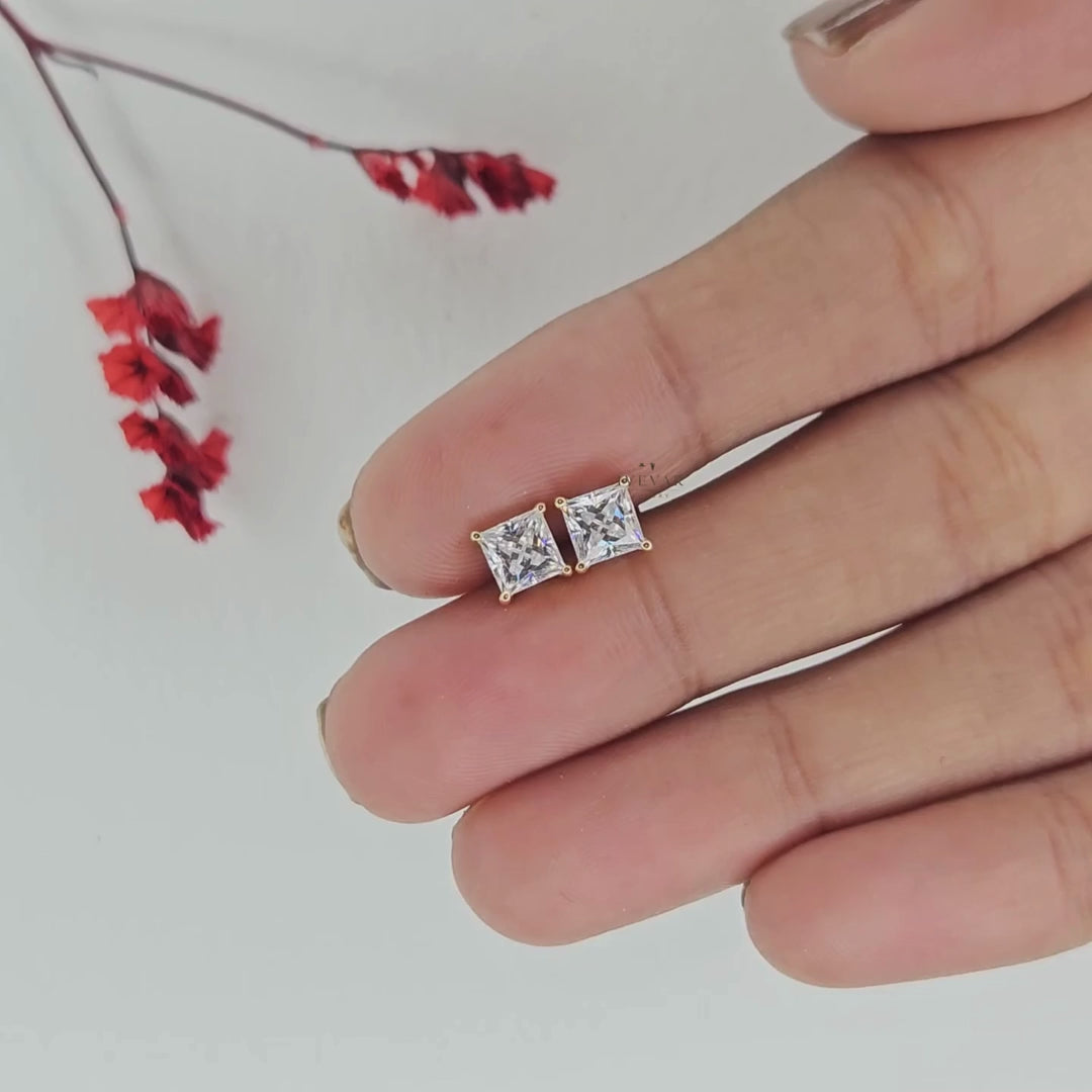 Princess Cut Lab Diamond Stud Earrings For Her