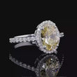 Fancy Vivid Yellow Oval Moissanite Diamond Halo Anniversary Ring With Pave Setting