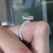 Delicate Hidden Halo Oval Cut Lab Diamond Pave Engagement Ring