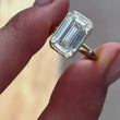 Minimalist Emerald Cut Moissanite Diamond Bezel Solitaire Engagement Ring