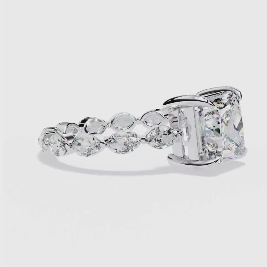 Bold Princess Cut Lab Diamond Pave Band Anniversary Ring