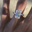 Emerald Cut Moissanite Diamond Engagement Ring With Baguette Sides
