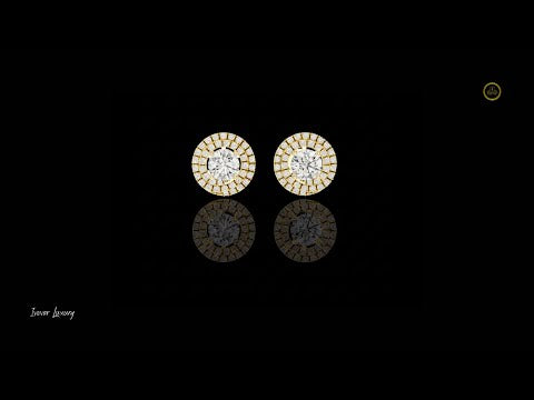 Tiered Double Halo Round Lab Grown Diamond Stud Earrings