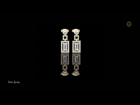 Art Deco Rectangular Halo Emerald Cut Lab Grown Diamond Chandelier Drop Earring