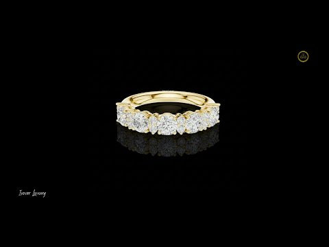 Timeless Round Lab Diamond Half Eternity Wedding Band