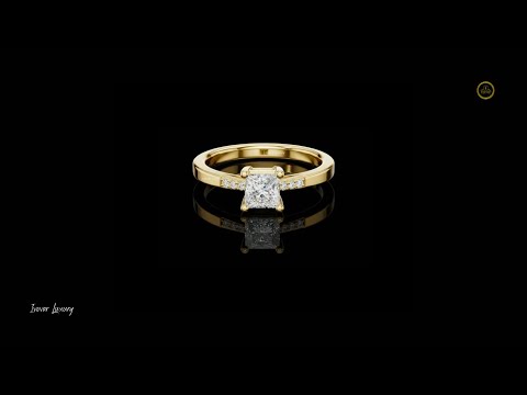 Princess Cut Lab Diamond Solitaire Engagement Ring with Pavé Band