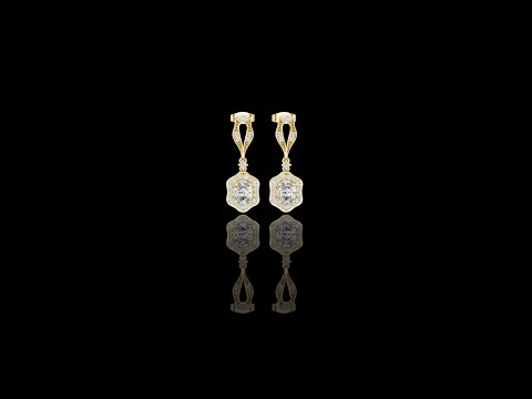 Vintage Art Deco Drop Lab Grown Diamond Hexagonal Halo Earrings