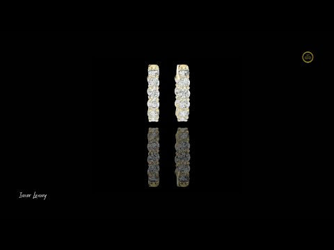 Inside Out Round Moissanite Diamond Shared Prong Huggie Hoop Earrings
