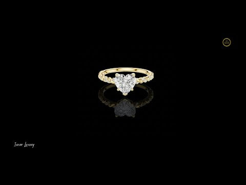 Heart Cut Lab Diamond Engagement Ring with Twisted Pave Band