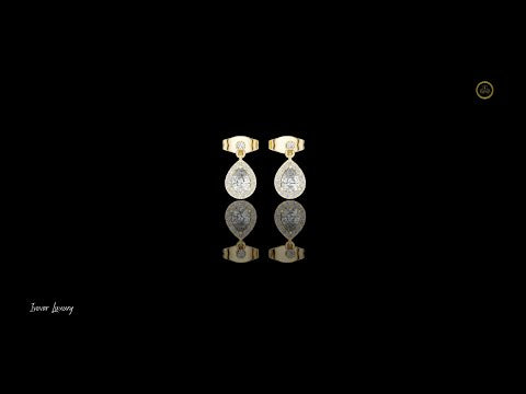 Pear Shape Lab Grown Diamond Miniature Halo Drop Earrings With Push Back