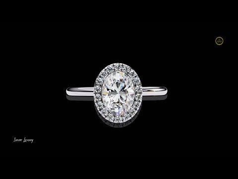 Oval Cut Halo Lab Diamond Ring with Slim Band