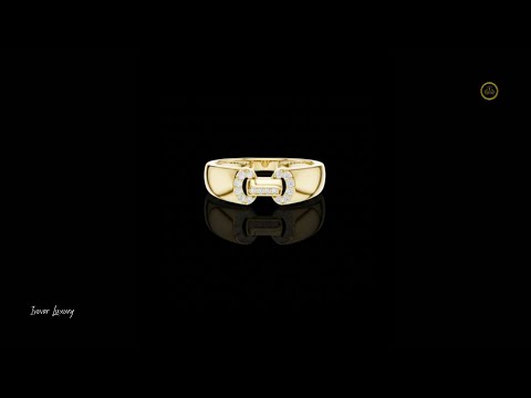 Round Cut Lab Grown Diamond Men's Equestrian Openwork Link Wedding Band
