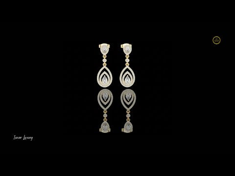 Interlinked Pear Cut Moissanite Diamond Floating Halo Drop Earring