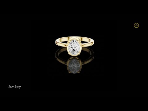 Modern Bezel Set Oval Lab Diamond Solitaire Engagement Ring