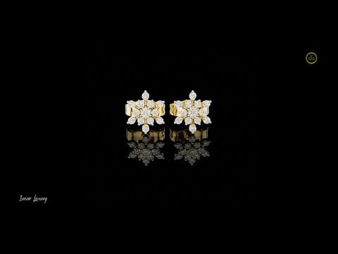 Snowflake Floral Cluster Round Lab Diamond Stud Earring