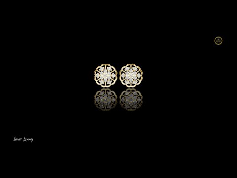 Filigree Openwork Border Round Moissanite Created Diamond Floral Cluster Earrings
