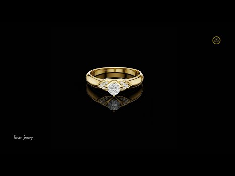 Round Cut Moissanite Diamond Solitaire Engagement Ring With Pave Accent Shoulders