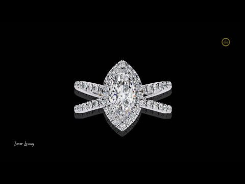 Marquise Halo Lab Diamond Ring with Split Double Band