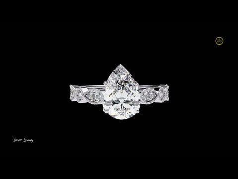 Vintage Pear Cut Moissanite Diamond Engagement Ring Marquise Shape Band
