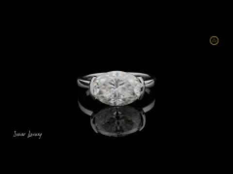 Modern East West Oval Moissanite Diamond Semi Bezel Ring