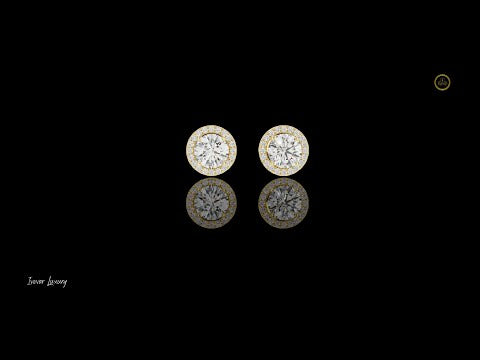 Round Cut Moissanite Diamond Floating Halo Stud Earring