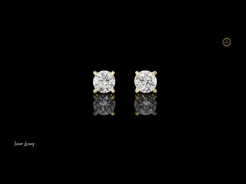 Architectural Crown Basket Round Lab Grown Diamond Solitaire Studs