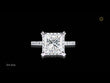 Princess Cut Halo Moissanite Diamond Ring with Pave Diamond Band