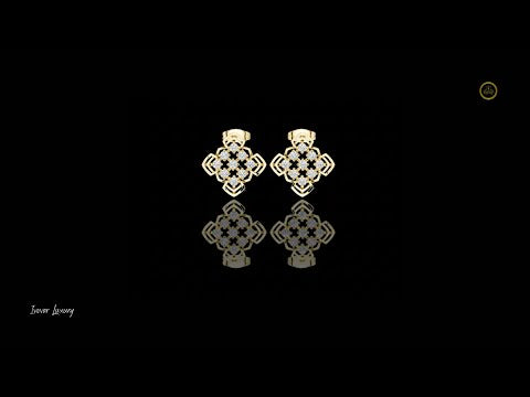 Honeycomb Lattice Round Brilliant Cut Moissanite Diamond Stud Earrings Geometric Openwork