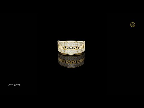 Round Cut Lab Grown Diamond Men's Double Pave Border Geometric Ring