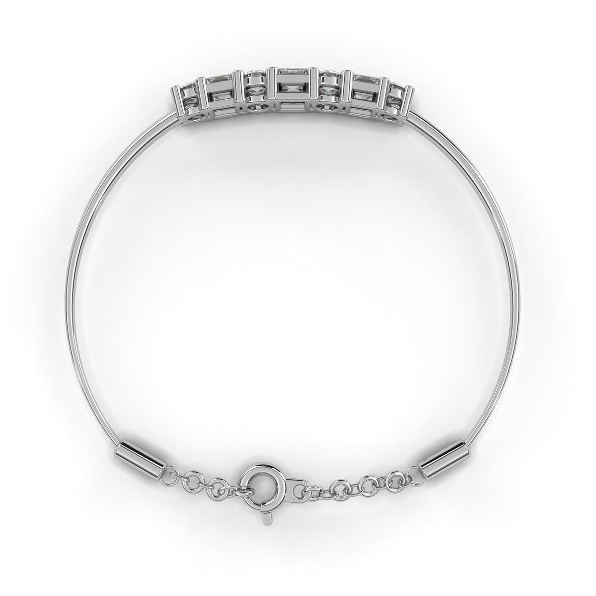 Princess & Round Cut Lab Diamond Adjustable Bracelet - View 10