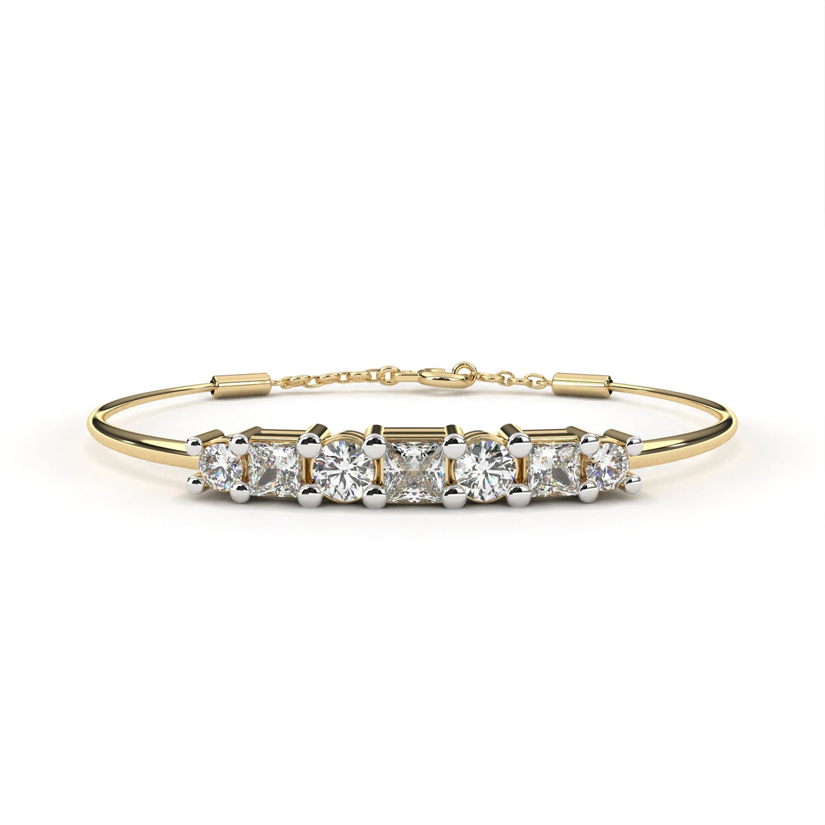 Princess & Round Cut Lab Diamond Adjustable Bracelet - View 2
