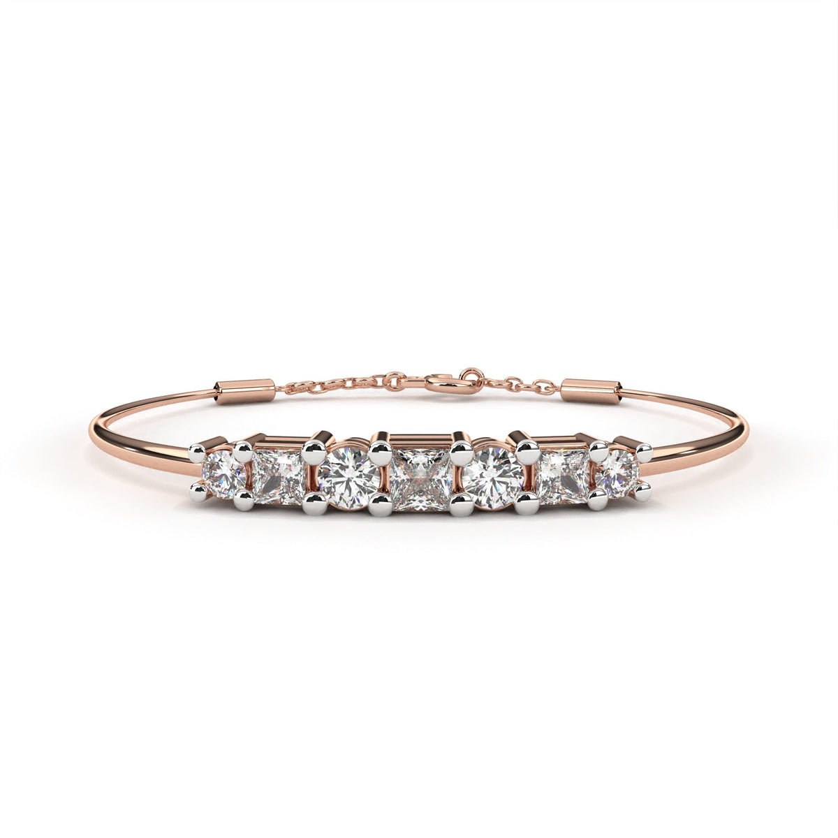 Princess & Round Cut Lab Diamond Adjustable Bracelet - View 3