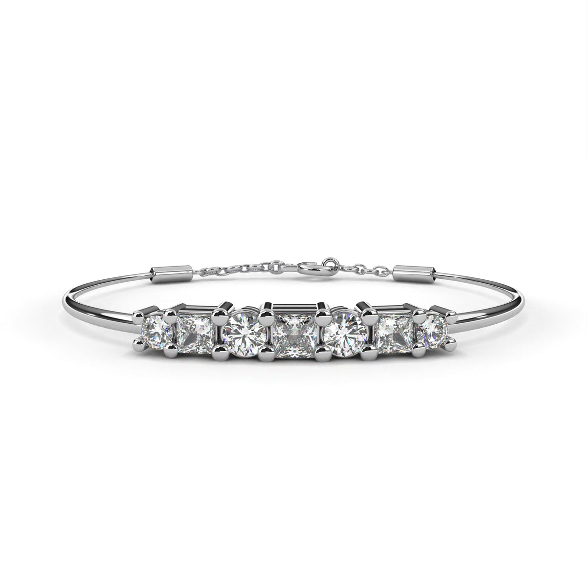 Princess & Round Cut Lab Diamond Adjustable Bracelet - View 4