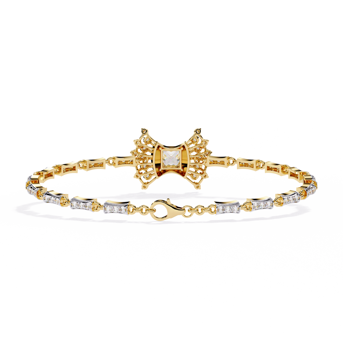 Princess And Round Cut Lab Diamond Vintage Style Tennis Bracelet - View 5