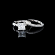 Princess Cut Moissanite Diamond Women's Pave Accent Bridal Ring Set