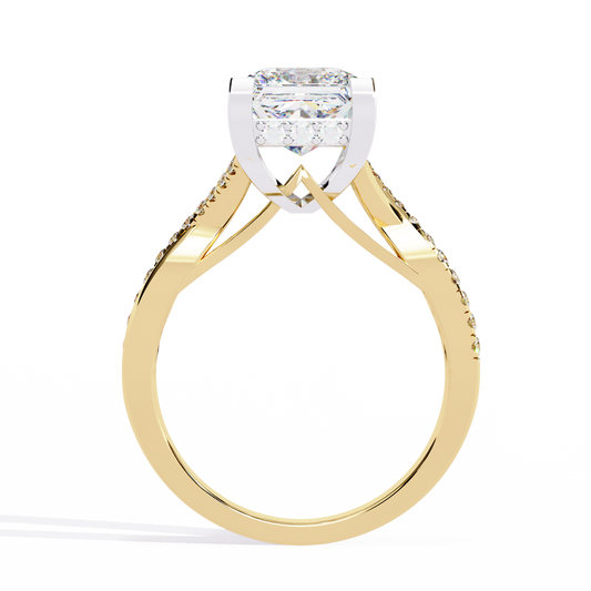 Princess Cut Split Shank Pave Moissanite Diamond Ring - View 2