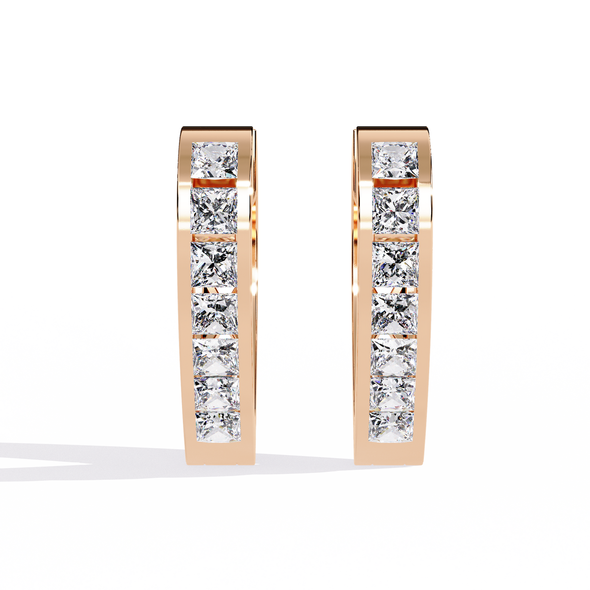 Channel Lab Diamond Princess Cut Huggie Hoop Earrings - View 2