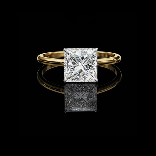 Princess Cut Lab Diamond Engagement Ring With Four Prong