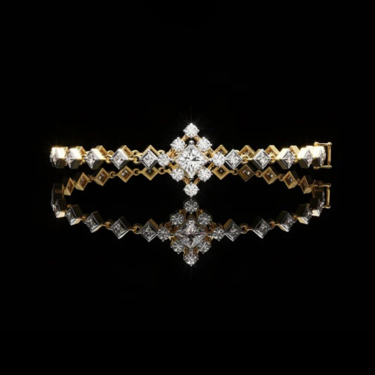 Princess Cut Lab Diamond Geometric Accents Bracelet