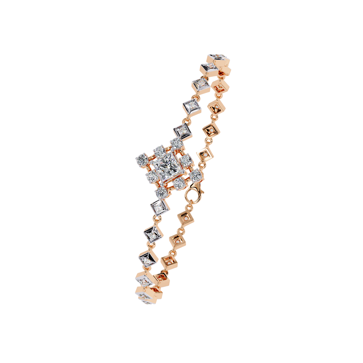 Princess Cut Lab Diamond Geometric Accents Bracelet - View 3