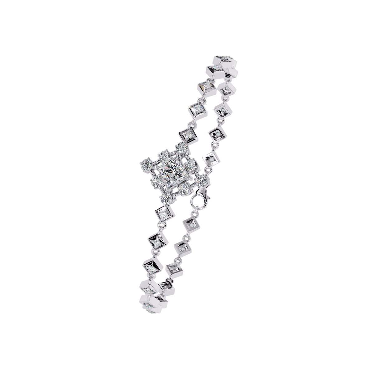Princess Cut Lab Diamond Geometric Accents Bracelet - View 4