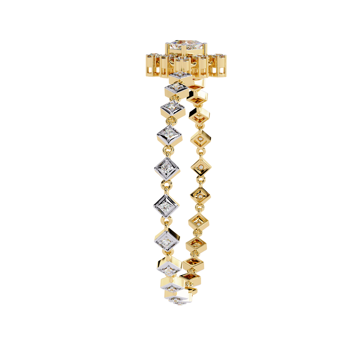 Princess Cut Lab Diamond Geometric Accents Bracelet - View 5