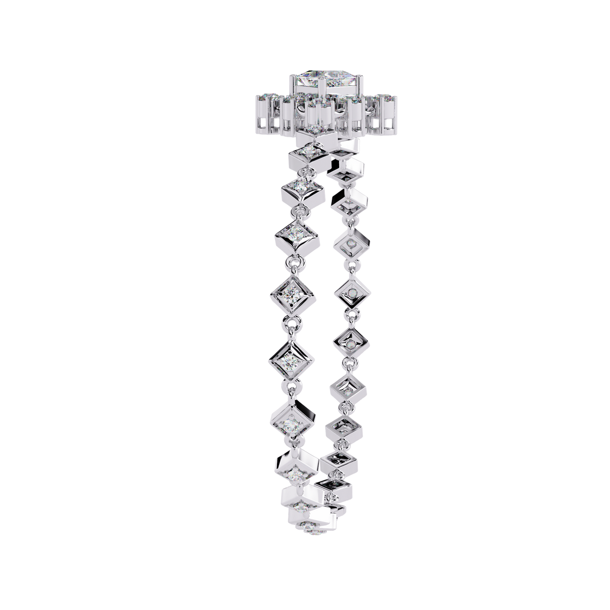Princess Cut Lab Diamond Geometric Accents Bracelet - View 7