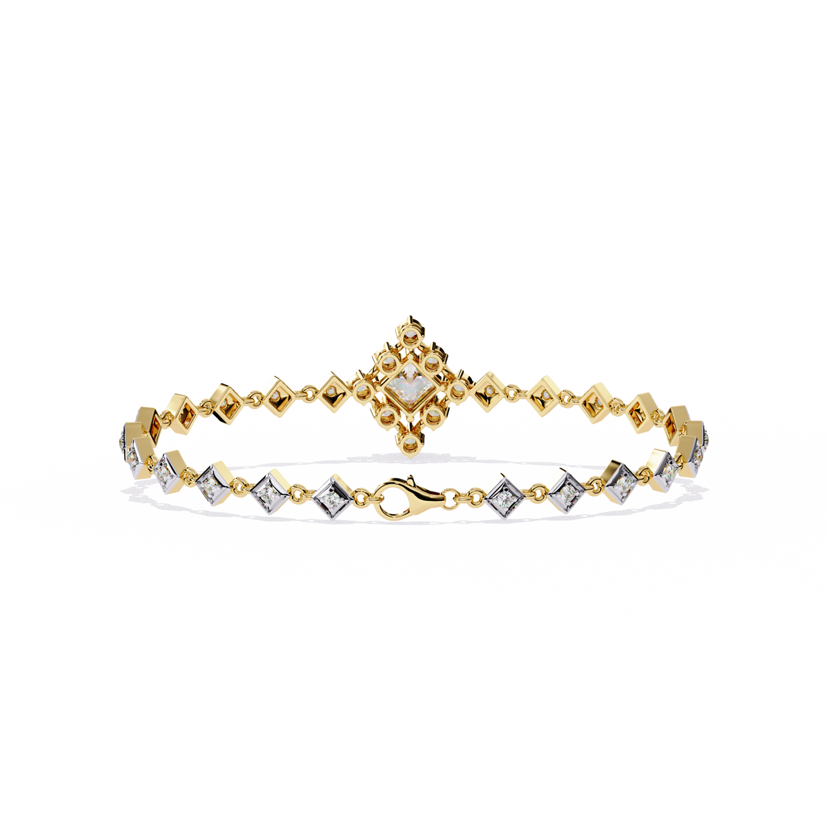 Princess Cut Lab Diamond Geometric Accents Bracelet - View 8