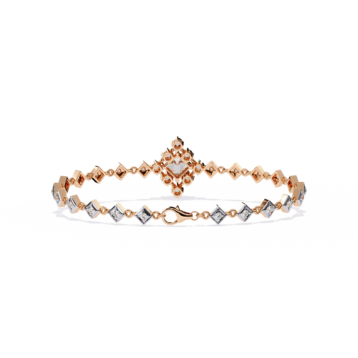 Princess Cut Lab Diamond Geometric Accents Bracelet - View 9