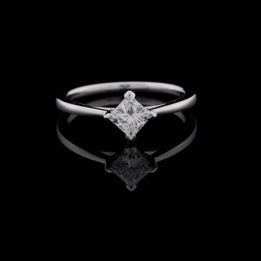 Princess Cut Lab Diamond Solitaire Engagement Ring With Cathedral Setting