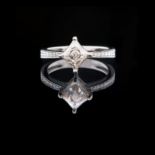 Princess Cut Lab Diamond Solitaire Ring with Pave Band