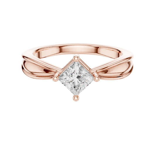 Princess Cut Split Shank Moissanite Diamond Solitaire Engagement Ring - View 2