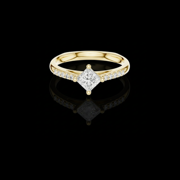East West Princess Cut Moissanite Diamond Solitaire Engagement Ring